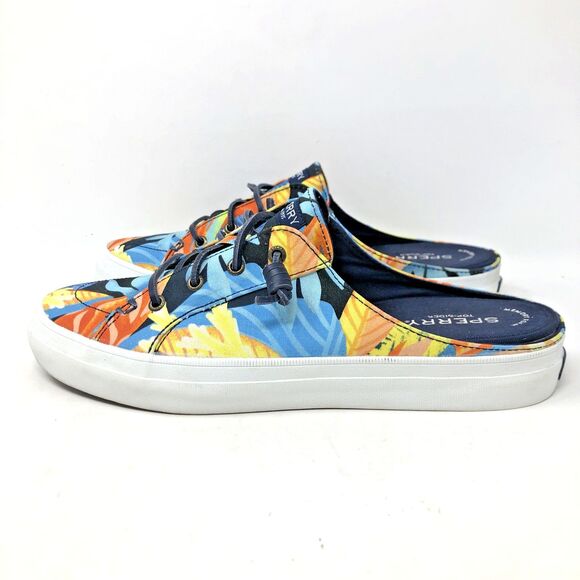 Sperry Top Sider Crest Vibe Mule Womens Sz 10 Navy Tropical Canvas Boat Shoe - Picture 3 of 13